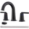 thumbnail image 1 of Wowkk Sanitary Ware Brass Bathroom Sink Faucet 2 Handles Widespread Bathroom Faucet 3 Hole, Pop-Up Drain and cUPC Supply Lines Included, Basin Faucets for Vanity Rv Restroom, Matte Black, 1 of 9