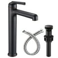 thumbnail image 1 of Wowkk Oil Rubbed Bronze Bathroom Faucets 9.84" High Spout Tall Basin Faucet, Single Handle Bathroom Sink Faucet with Pop Up Drain and Faucet Supply Lines, 1 of 10