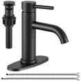 thumbnail image 1 of Wowkk Sanitary Ware Black Bathroom Faucets Stainless Steel Single Handle Bathroom Sink Faucet with Pop up Drain and PEX Encrypted Hose, Modern Bathroom Faucets for Sink 1 or 3 Holes, 1 of 11
