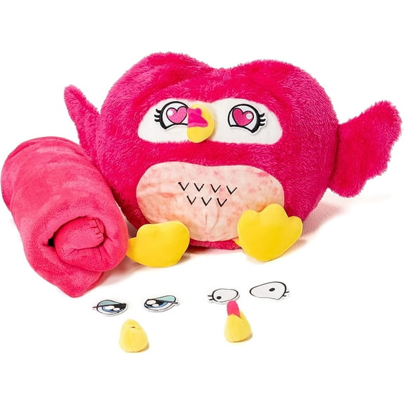 Wowls - Plush Animal (Owl) Pillow with Blanket Soft Plush Unisex Childs - 39"x35" Pink