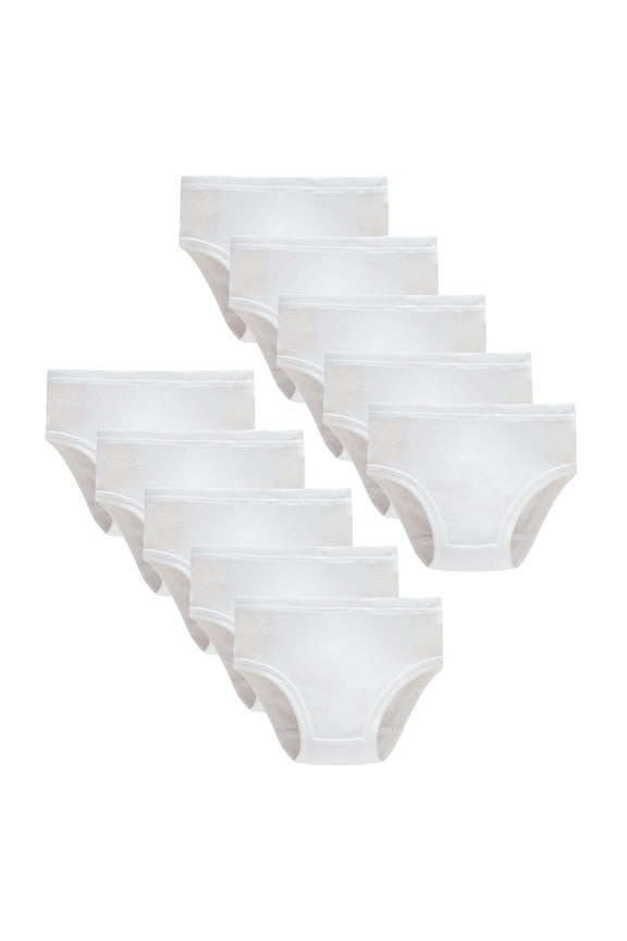 Toddler Girls Cotton Underwear White Panties 10-Pack,Size 2T