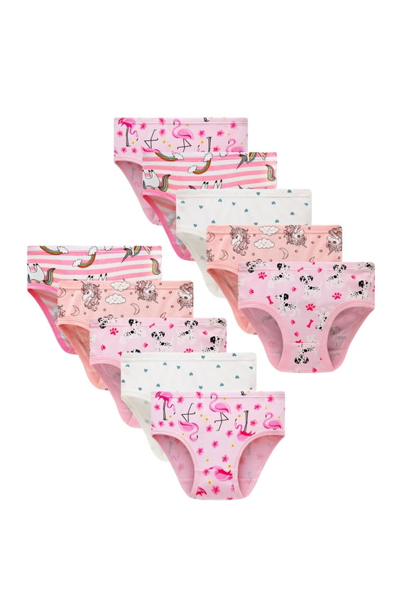 Little Girl Cotton Panties Cartoon Printed Underwear 10-Pack,Size 5