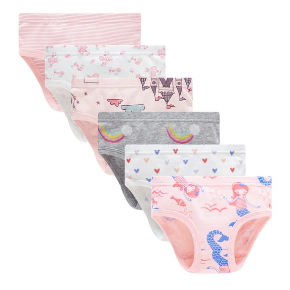 FamilyBlisst Little Girl 100% Cotton Panties Printed Underwear 6-Pack Size 5