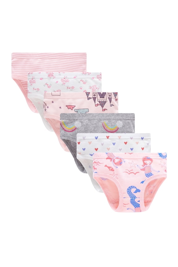 Little Girl 100% Cotton Panties Printed Underwear 6-Pack Size 5