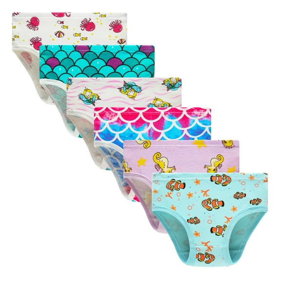 Wowoo Place Little Girls Cotton Underwear Assorted Prints Panties 6-Pack Size 8