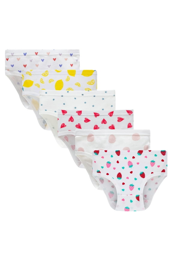 Little Girls Cotton Underwear Assorted Prints Panties 6-Pack Size 8