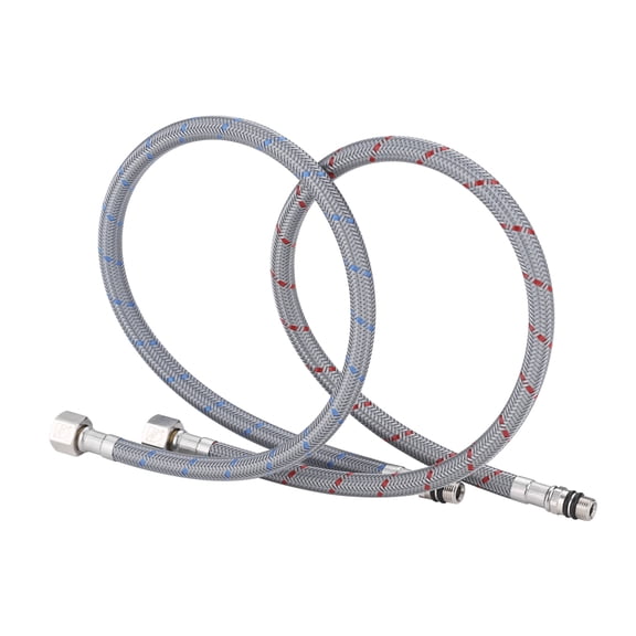 Wowow 16" Braided Faucet Supply Line, 3/8" Comp x 1/2" FIP Braided Kitchen Faucet Hose Connector for Kitchen Sink, Brass Nut, 2 Pack