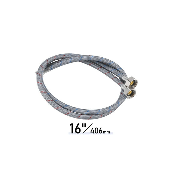 Wowow 16” Length Faucet Hose Connects Bathroom Kitchen Sink to Water Supply Braided Nylon Supply Line with 3/8" Female Compression Thread x 1/2" Comp 2Pcs (3 Pair)