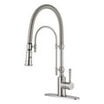 thumbnail image 1 of Wowow 2-Functions Single Handle Deck Mount Gooseneck Pull Down Sprayer Kitchen Faucet with Spring Tube in Solid Brass Brushed Nickel, 1 of 5