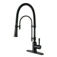 thumbnail image 1 of Wowow 2-Functions Single Handle Deck Mount Gooseneck Pull Down Sprayer Kitchen Faucet with Spring Tube in Solid Brass Oil Rubbed Bronze, 1 of 5