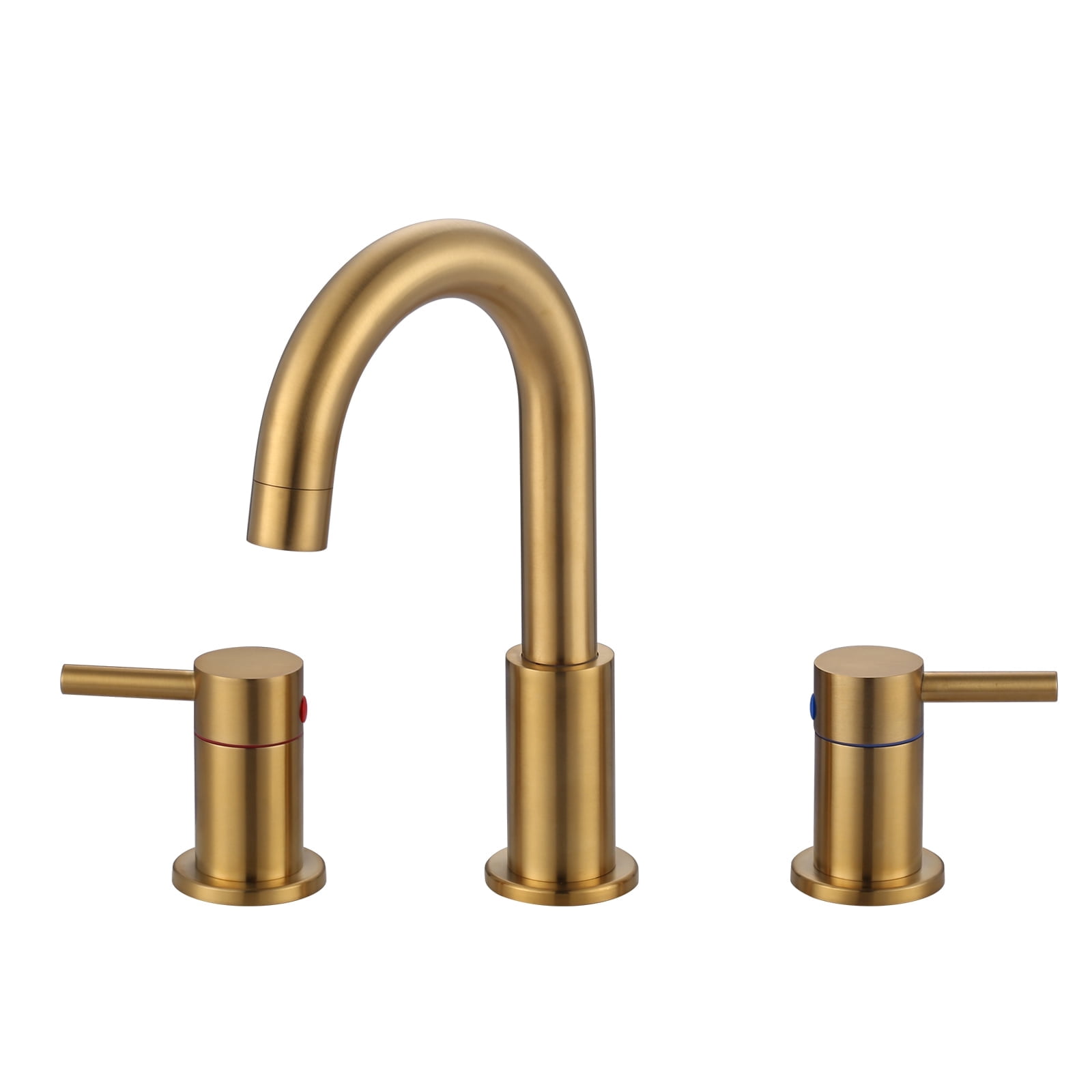 Wowow 2-Handle 6" and 8" Widespread Gold Lavatory Faucet with Supply Hoses & Drain Assembly