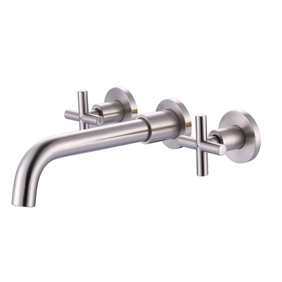 Wowow 2 Handle Wall Mount Bathroom Faucet and Rough-in Valve Included