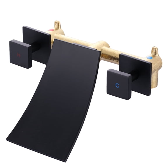 Wowow 2-Handle Wall-Mount Roman Tub Faucet, Corrosion Resistant in Black