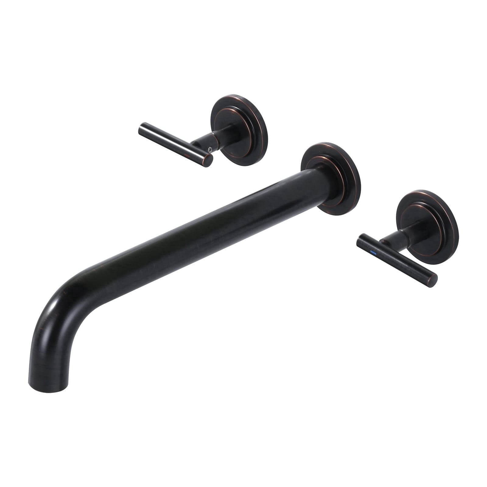 Wall Mount Tub Filler: Wowow Oil Rubbed Bronze Bathtub Faucet Long Spout Reach, Bath Tub Filler Faucet 2 Handle Wall Mounted Bathtub Faucets with Brass Rough in Valve Included Wall Mounted Tub Faucet