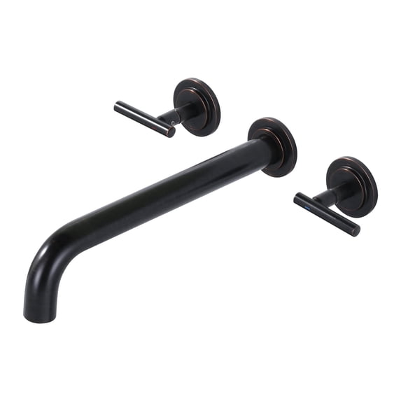 Wall Mount Tub Filler: Wowow Oil Rubbed Bronze Bathtub Faucet Long Spout Reach, Bath Tub Filler Faucet 2 Handle Wall Mounted Bathtub Faucets with Brass Rough in Valve Included Wall Mounted Tub Faucet