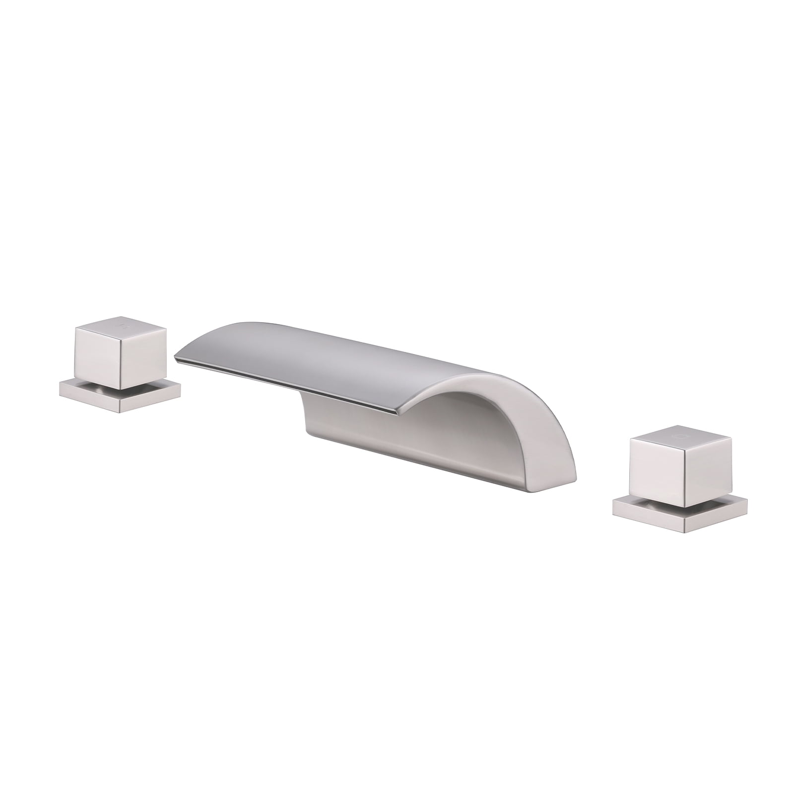 Wowow 2 Handle Waterfall Tub Faucet, Brass 3-Hole Bathtub Faucet, Brushed Nickel