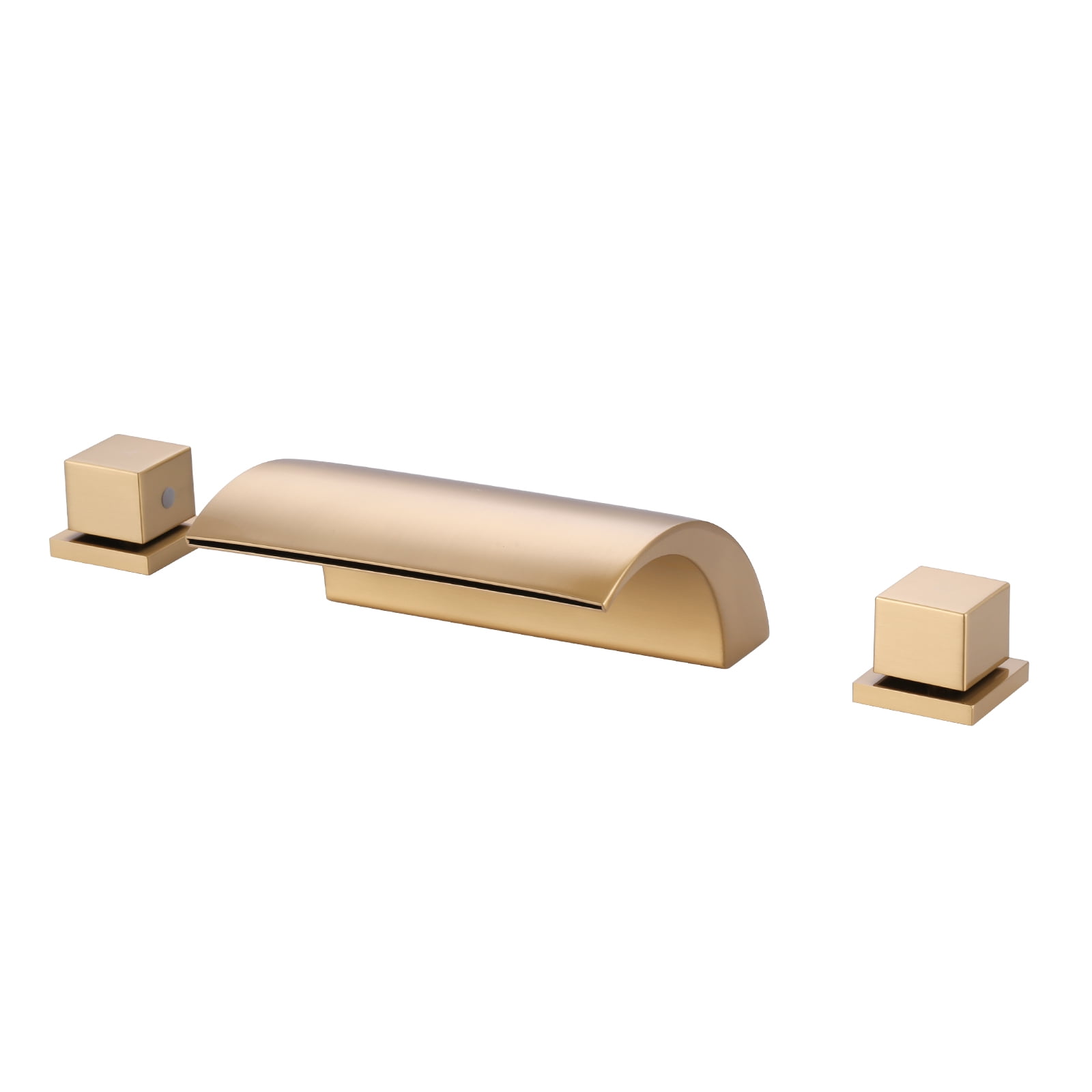 Wowow 2 Handle Waterfall Tub Faucet, Brass 3-Hole Bathtub Faucet, Gold