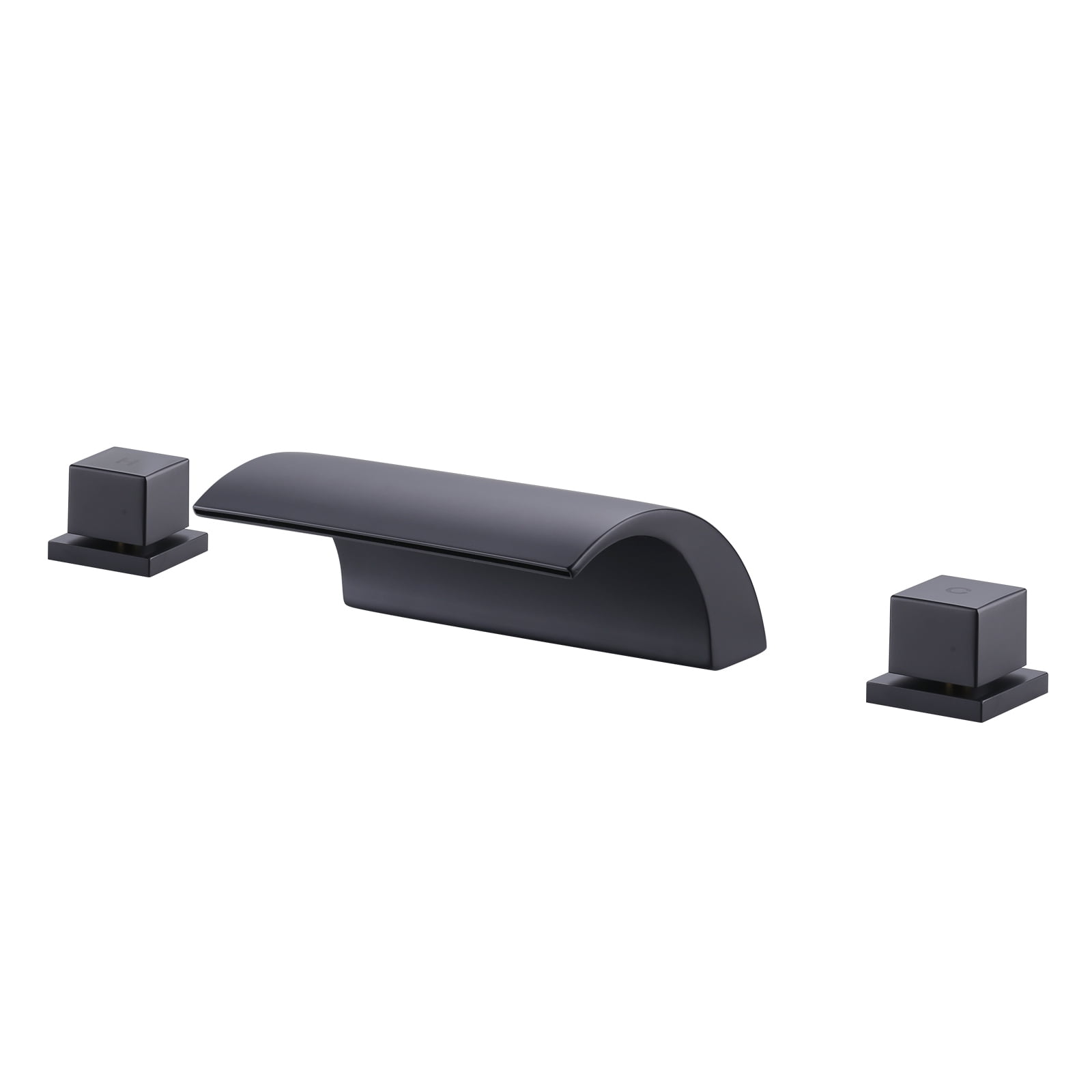 Wowow 2 Handle Waterfall Tub Faucet, Brass 3-Hole Bathtub Faucet, Matte Black