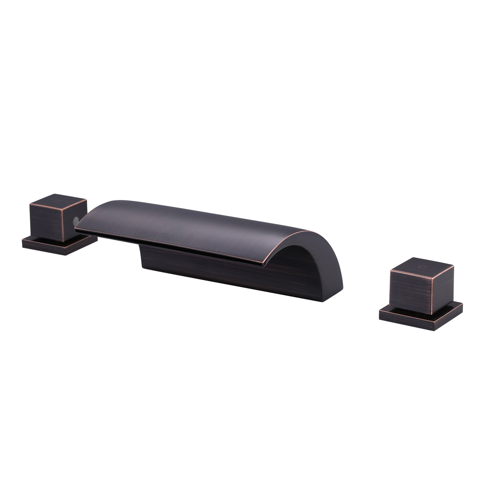 Wowow 2 Handle Waterfall Tub Faucet, Brass 3-Hole Bathtub Faucet, Oil Rubbed Bronze