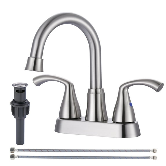 Wowow 2-Handles 3-Holes Deck Mount Widespread Bathroom Faucet with Drain Assembly in Brushed Nickel