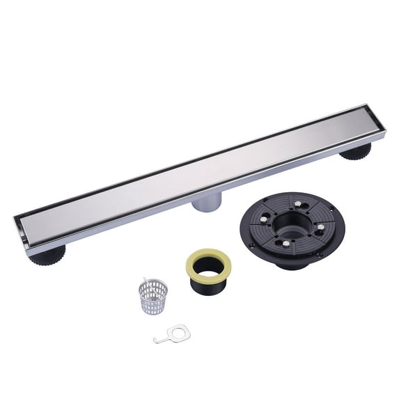 Wowow 24 in. Linear Shower Drain in Brushed Nickel with Removable Cover Grate