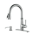 thumbnail image 1 of Wowow 3 Functions Single Handle Pull Down Sprayer Kitchen Faucet with Soap Dispenser in Stainless Steel Polished Chrome, 1 of 5