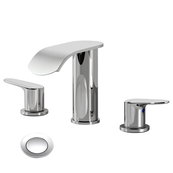 Wowow 3 Hole 8 in. Widespread Double Handle High Arc Bathroom Faucet with Drain Kit Included and Supply Line in Chrome