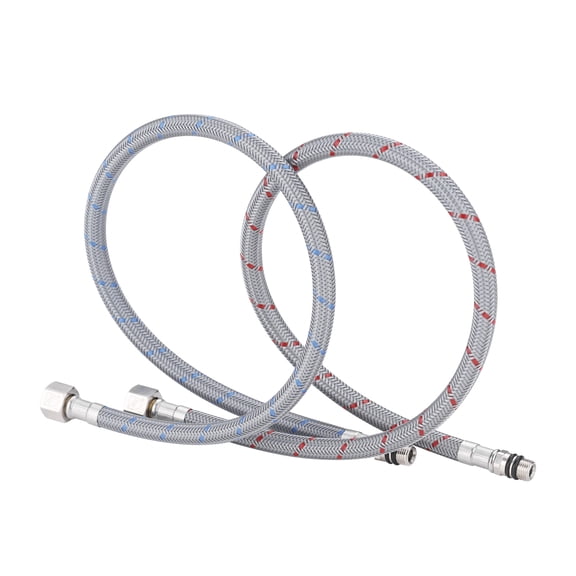 Wowow 30" Braided Faucet Supply Line, 3/8" Comp x 1/2" FIP Braided Kitchen Faucet Hose Connector for Kitchen Sink, Brass Nut, 2 Pack