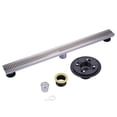 thumbnail image 1 of Wowow 32 Inch Linear Shower Floor Drain, 304 Stainless Steel Bathroom Drains Kit, Rectangular Shower Trench Drain with Reversable Tile-in Pattern Drain Cover & Hair Catcher, 1 of 5