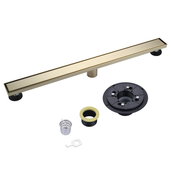 Wowow 32 in. Linear Shower Drain in Gold with Removable Cover Grate