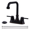 thumbnail image 1 of Wowow 4 in. Centerset Double Handle High Arc Bathroom Faucet with Drain Kit Included in Oil Rubbed Bronze, 1 of 9