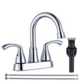 thumbnail image 1 of Wowow 4 in. Centerset Double-Handle High Arc Bathroom Faucet with Pop Up Drain Included in Chrome, 1 of 5
