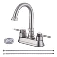 thumbnail image 1 of Wowow 4 in. Centerset Double Handle High Arc Bathroom Sink Faucet with Pop Up Drain in Brushed Nickel, 1 of 8