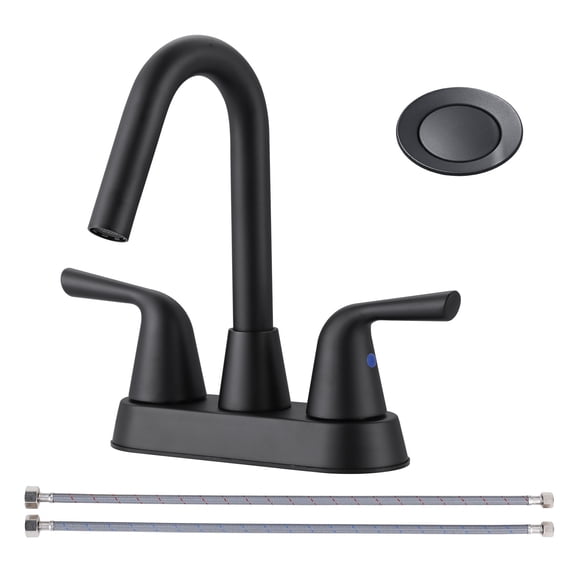 Wowow 4 in. Stainless Steel Centerset Double Handle Bathroom Faucet in Black