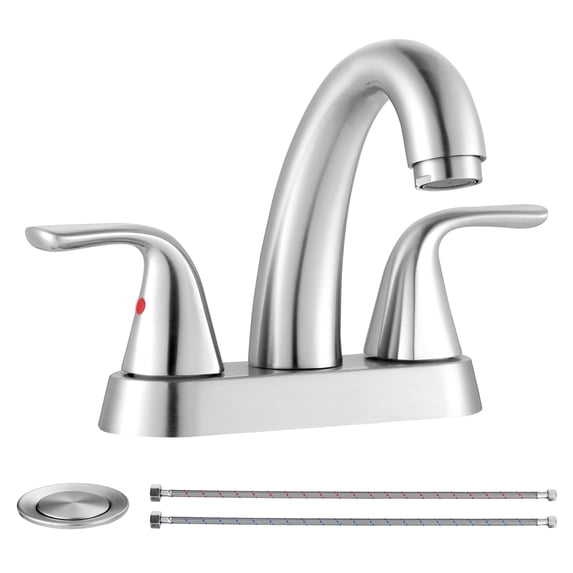 Wowow 4 inch Centerset 2-Handle Bathroom Faucet for Bathroom Sink with Pop Up Drain