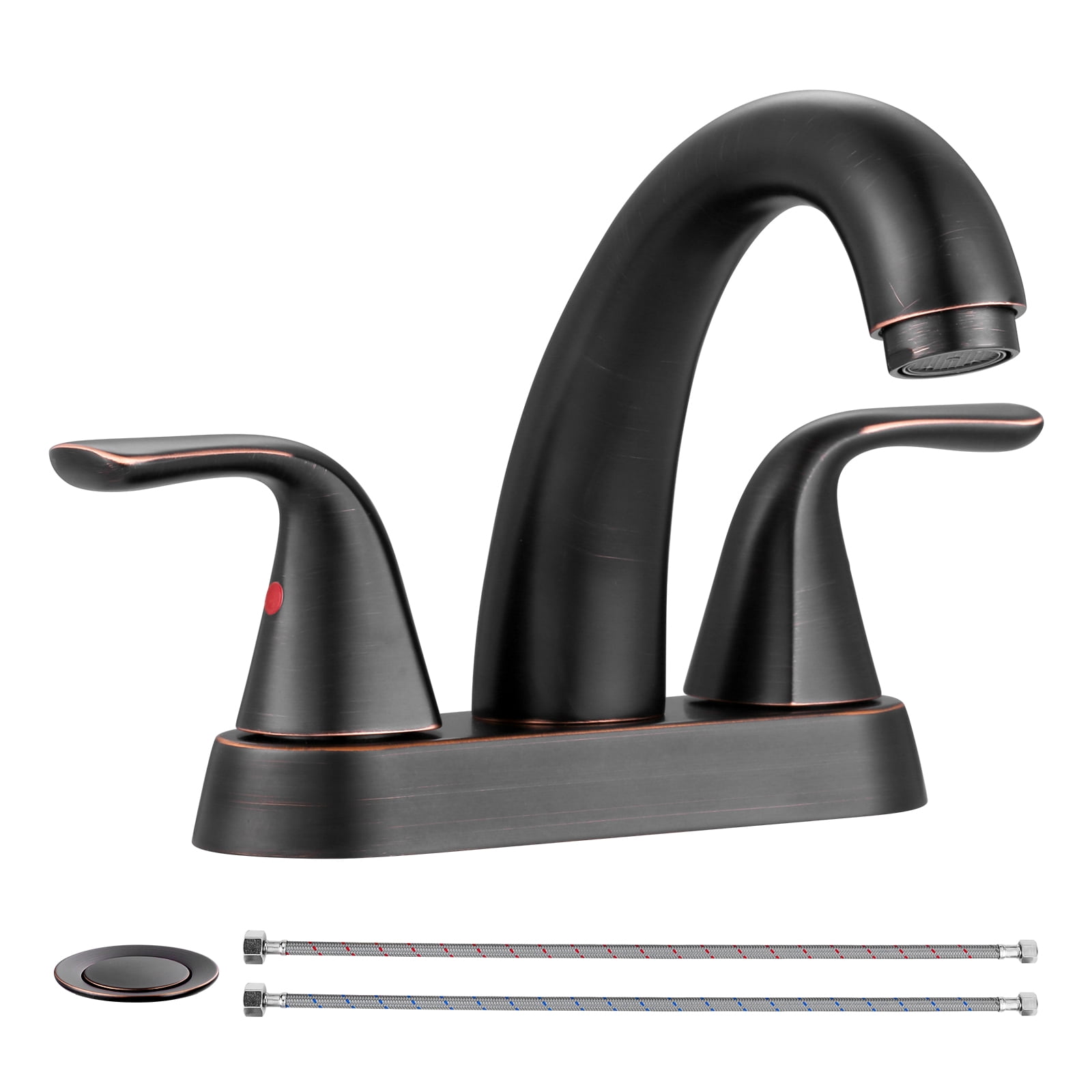 Wowow 4 inch Centerset 2-Handle Bathroom Faucet in Oil Rubbed Bronze for Bathroom Sink with Pop Up Drain