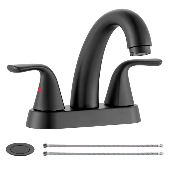 Wowow 4 inch Centerset 2-Handle Bathroom Faucet in black for Bathroom Sink with Pop Up Drain