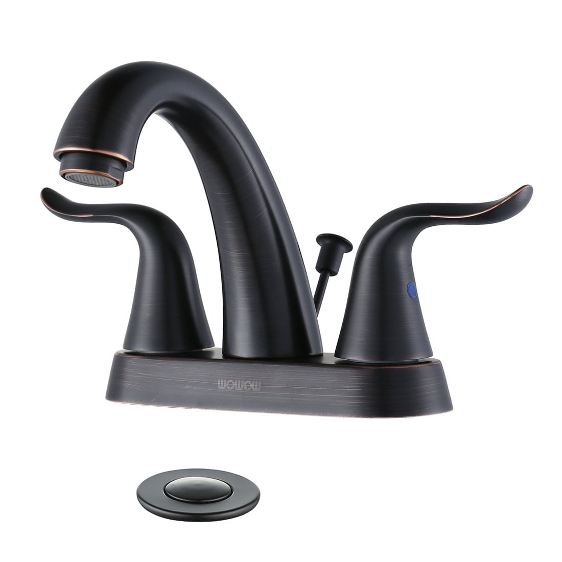 Wowow 4 inch Centerset Oiled Rubbed Bronze Bathroom Sink Faucet With Lift Rod Drain Assembly Stainless Steel Faucets
