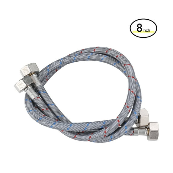 Wowow 8-Inch Length Faucet Hose Connector Braided Stainless Steel cUPC Supply Lines 1/2-Inch FIP x 1/2-Inch FIP Sink Hose Replacement 1 Pair