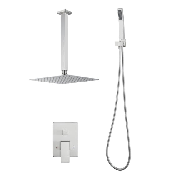Wowow 8-Spray 10 in. Dual Shower Head and Handheld Shower Head Wall Mounted Rain Shower with 1.8-GPM in Brushed Nickel
