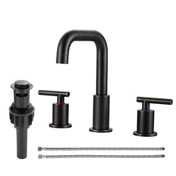 Wowow 8 in. Widespread Double Handle Bathroom Faucet in Oil Rubbed Bronze Included Pop-Up Drain and Aerator