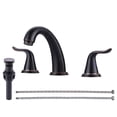 thumbnail image 1 of Wowow 8 in. Widespread Double Handle Bathroom Faucet with Pop Drain and Supply Line in Oil Rubbed Bronze, 1 of 9