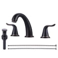 thumbnail image 1 of Wowow 8 in. Widespread Double Handle Bathroom Faucet with Pop Drain and Supply Line in Oil Rubbed Bronze, 1 of 9