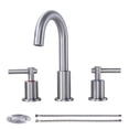 thumbnail image 1 of Wowow 8 in. Widespread Double Handle Bathroom Faucet with Pop-Up Drain Kit and Supply Lines Included in Brushed Nickel, 1 of 7