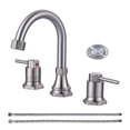 thumbnail image 1 of Wowow 8 in. Widespread Double Handle Bathroom Faucet with Pop-up Drain Kit in Brushed Nickel, 1 of 9