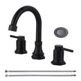thumbnail image 1 of Wowow 8 in. Widespread Double Handle Bathroom Faucet with Pop-up Drain Kit in Matte Black, 1 of 5