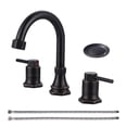 thumbnail image 1 of Wowow 8 in. Widespread Double Handle Bathroom Faucet with Pop-up Drain Kit in Oil Rubbed Bronze, 1 of 9