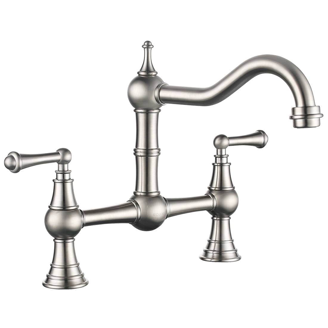 Wowow 8 inch Centerset Bridge Kitchen Faucet, 2-Hole 2-Handle Deck-Mount Faucets,Brushed Nickel