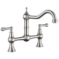 thumbnail image 1 of Wowow 8 inch Centerset Bridge Kitchen Faucet, 2-Hole 2-Handle Deck-Mount Faucets,Brushed Nickel, 1 of 6