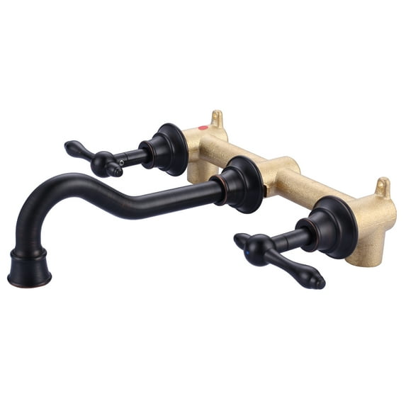 Wowow 8in. Wall Mount 2-Handle Bathroom Sink Faucets Brass and Rough-in Valve Included,Brushed Nickel